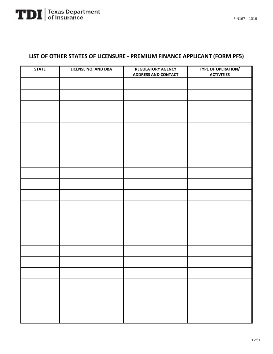 Form PF5 (FIN167) - Fill Out, Sign Online and Download Fillable PDF ...