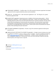 Form FIN346 Checklist for Total and Partial Reinsurance Agreements - Texas, Page 2