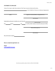 Form FIN310 Application for a License as an Advisory Organization - Texas, Page 2