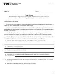 Form FIN369 (A-211) Application to the Commissioner of Insurance of the State of Texas for Authority to Transact Business Pursuant to Chapter 941 of the Texas Insurance Code - Texas