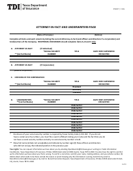 Document preview: Form FIN307 Attorney-In-fact and Underwriters Page - Texas