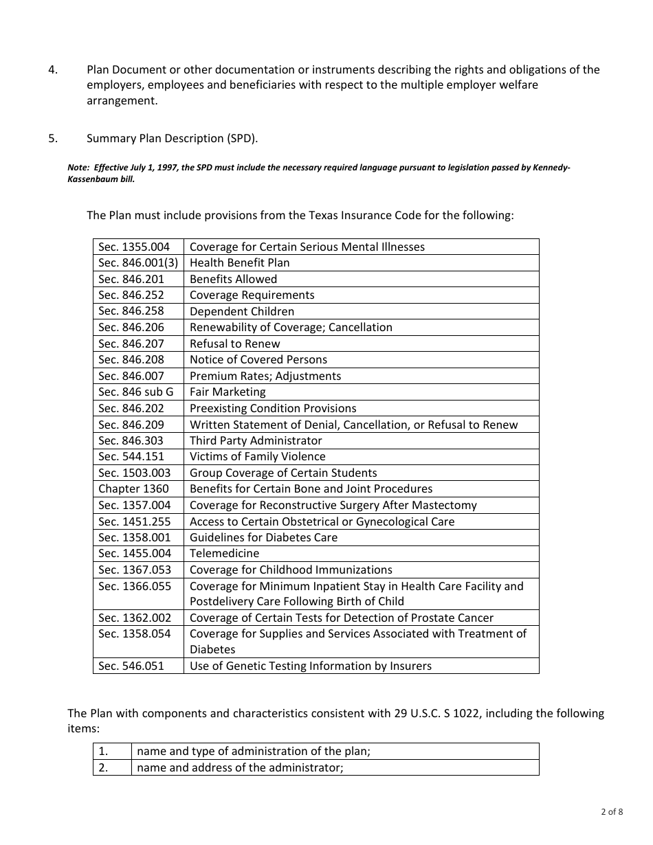 Form FIN373 Instructions for Certificate of Authority for Multiple Employer Welfare Arrangement - Texas, Page 2