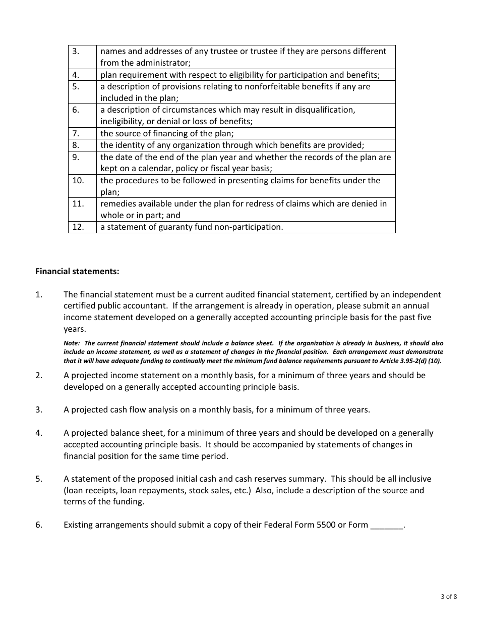 Form FIN373 Instructions for Certificate of Authority for Multiple Employer Welfare Arrangement - Texas, Page 3