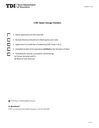 Document preview: Form FIN398 Ccrc Name Change Checklist - Texas