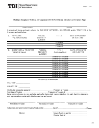 Form FIN376 Multiple Employer Welfare Arrangement (Mewa) Officers, Directors or Trustees Page - Texas