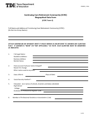 Form FIN385 (CCRC Form 4) Biographical Data Form - Texas