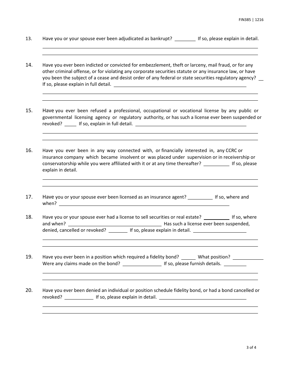Form FIN385 (CCRC Form 4) Biographical Data Form - Texas, Page 3