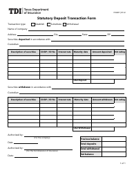 Document preview: Form FIN407 Statutory Deposit Transaction Form - Texas
