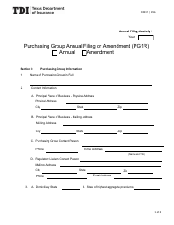 Form FIN417 (PG1R) Purchasing Group Annual Filing or Amendment - Texas