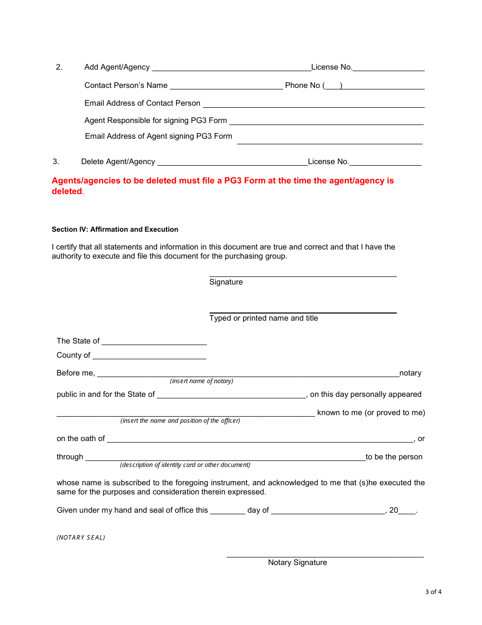 Form FIN417 (PG1R) Purchasing Group Annual Filing or Amendment - Texas, Page 3