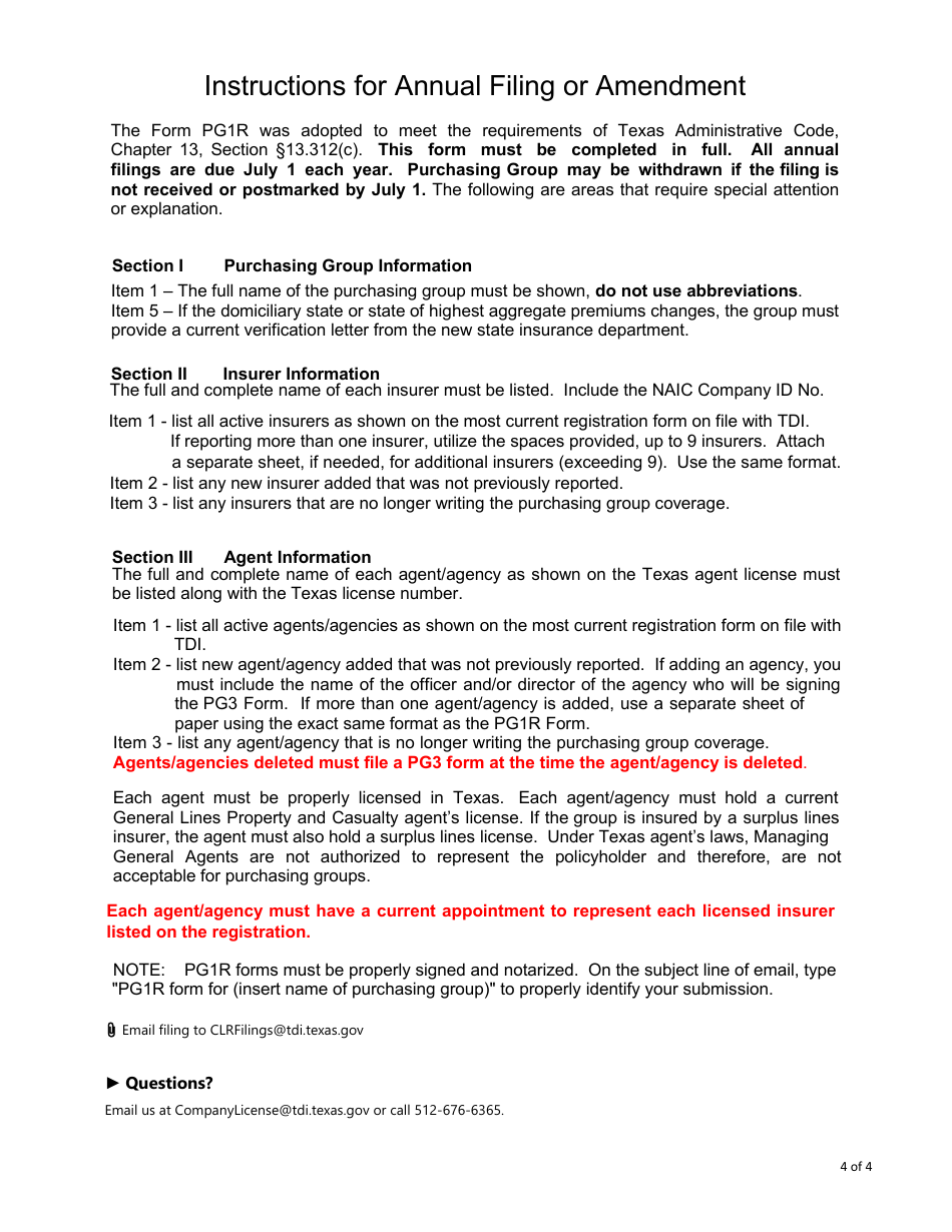 Form FIN417 (PG1R) Purchasing Group Annual Filing or Amendment - Texas, Page 4