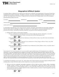 Form FIN324 Biographical Affidavit Update - Texas
