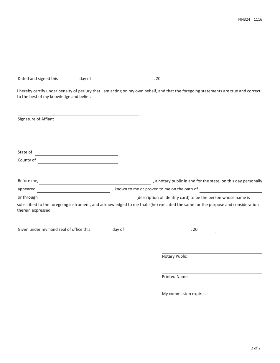 Form FIN324 - Fill Out, Sign Online and Download Fillable PDF, Texas ...