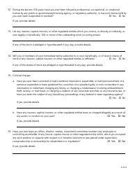 Form FIN181 Biographical Affidavit for a Captive Insurance Company - Texas, Page 3