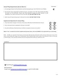 Form FIN420 Risk Retention Group Initial and Annual Filing Requirements Checklist - Texas, Page 2