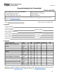 Document preview: Form FIN483 Financial Analysis Fee Transmittal - Texas