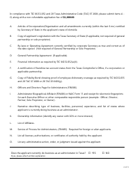 Form FIN489 Application for a Certificate of Authority - Texas, Page 2