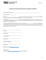 Document preview: Form FIN497 Surrender of Third Party Administrator Certificate of Authority - Texas