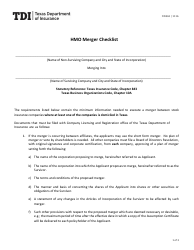 Document preview: Form FIN363 HMO Merger Checklist - Texas