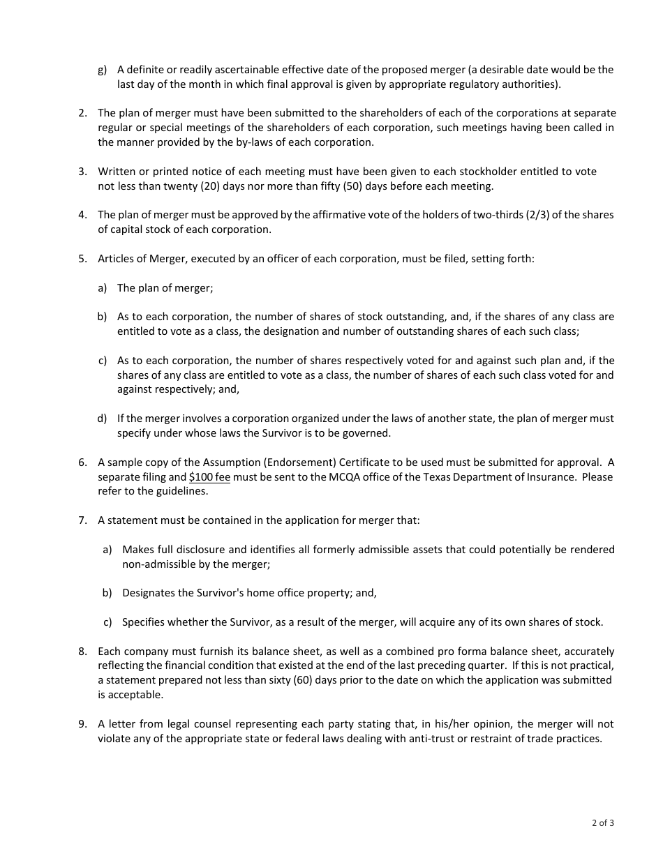 Form FIN363 HMO Merger Checklist - Texas, Page 2