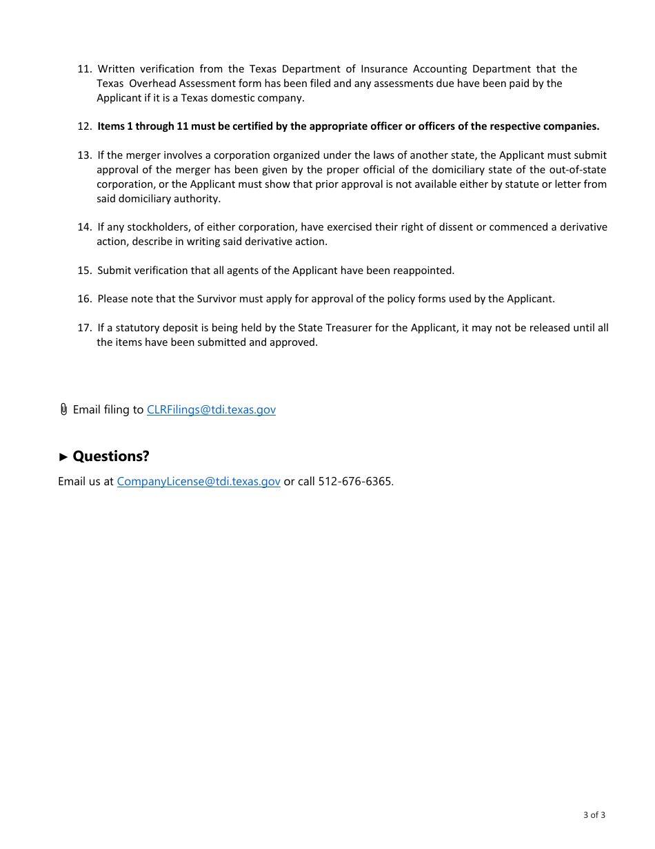 Form FIN363 HMO Merger Checklist - Texas, Page 3