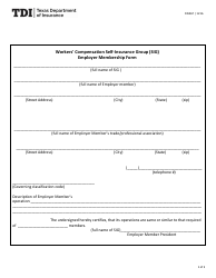 Form FIN467 Workers&#039; Compensation Self-insurance Group (Sig) Employer Membership Form - Texas
