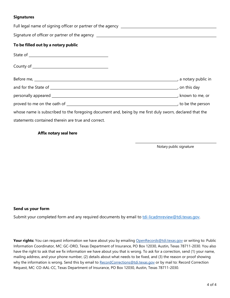 Form FIN531 Biographical Form and Certification of License Qualification - Texas, Page 4