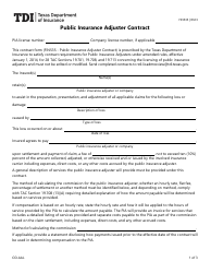 Form FIN535 Public Insurance Adjuster Contract - Texas