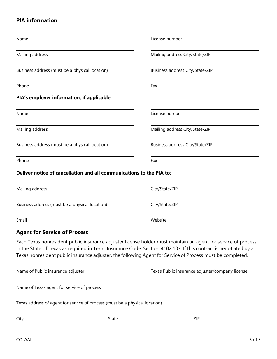 Form FIN535 Public Insurance Adjuster Contract - Texas, Page 3