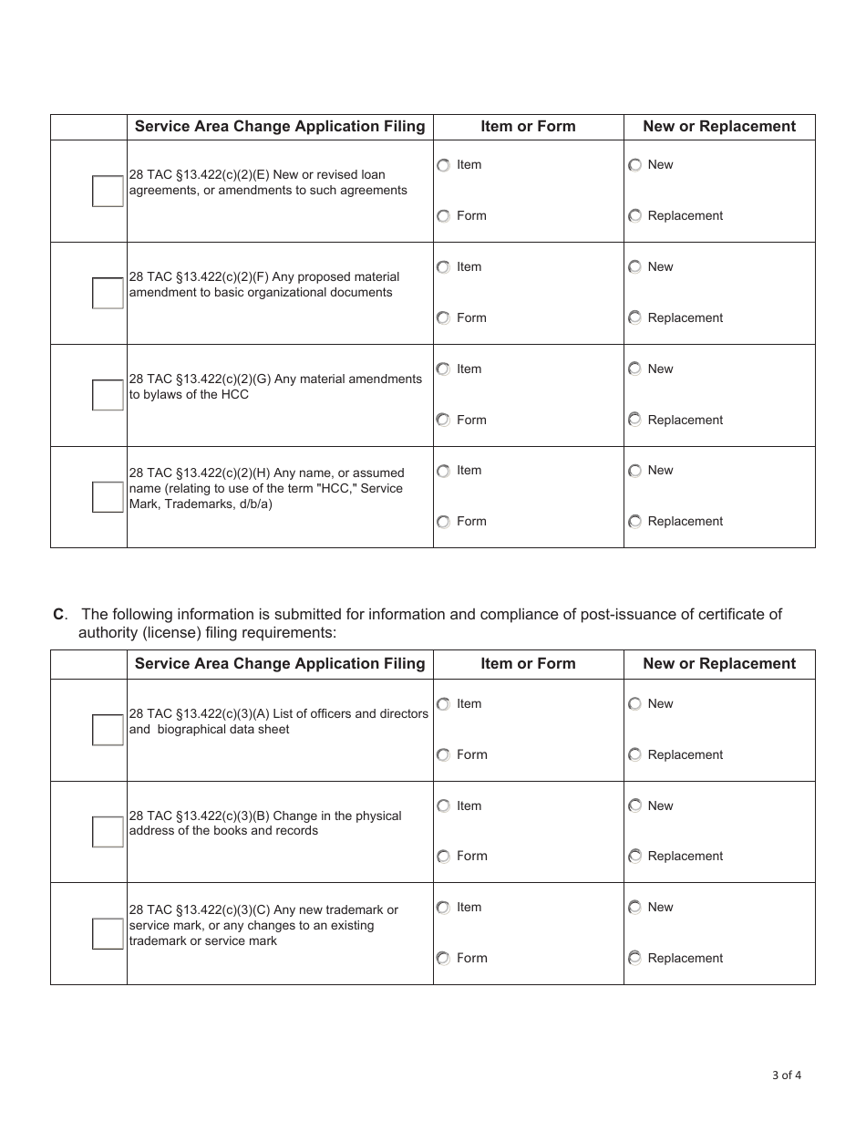Form FIN496 Transmittal Checklist for Health Care Collaborative (Hcc) Filings - Texas, Page 3