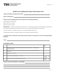 Document preview: Form FIN494 Health Care Collaborative Payor Information Form - Texas