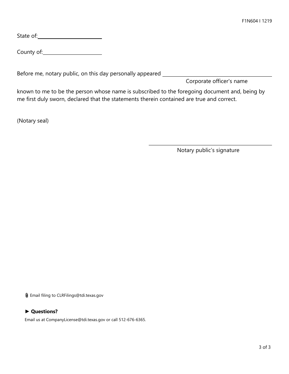 Form FIN604 (CCRC Form 1A) Application for Authority to Offer Continuing Care in Residence Services in Texas Under Health and Safety Code Section 246.0025(B) - Texas, Page 3