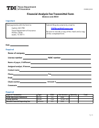 Document preview: Form FIN590 Financial Analysis Fee Transmittal Form - Texas