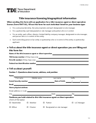 Document preview: Form FINT08 Title Insurance Licensing Biographical Information - Texas