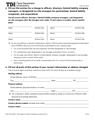 Form FINT129 Title Insurance Agent or Direct Operation Change Request Form - Texas, Page 2