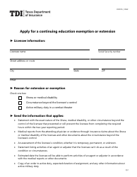 Document preview: Form FINT05 Apply for a Continuing Education Exemption or Extension - Texas