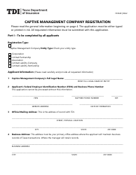 Form FIN549 Captive Management Company Registration - Texas