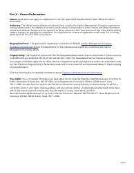 Form FIN549 Captive Management Company Registration - Texas, Page 4