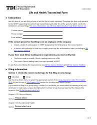 Form LAH310 Life and Health Transmittal Form - Texas