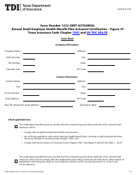 Document preview: Form LAHR334 Form Number 1212 Cert Actuarial Annual Small Employer Health Benefit Plan Actuarial Certification - Figure 47 - Texas
