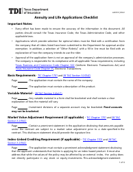 Form LAC013 Annuity and Life Applications Checklist - Texas