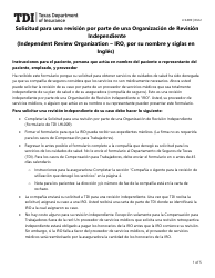 Formulario LHL009 Solicitud Para Una Revision Por Parte De Una Organizacion De Revision Independiente - Texas (Spanish)