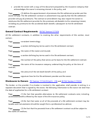 Form LAC026 Life Settlement Forms Checklist - Texas, Page 3