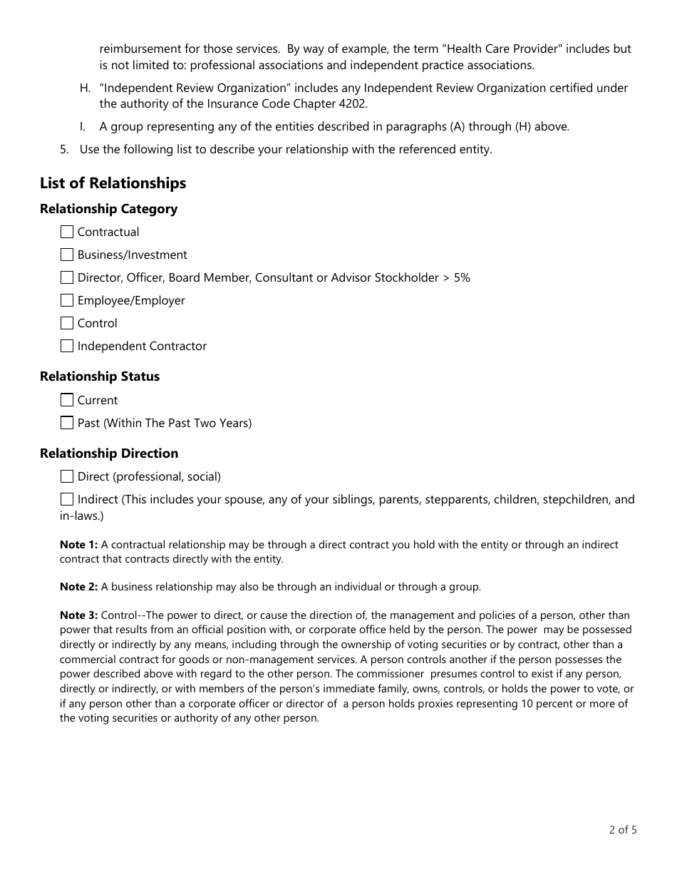 Form LHL711 Addendum to Biographical Affidavit - Texas, Page 2
