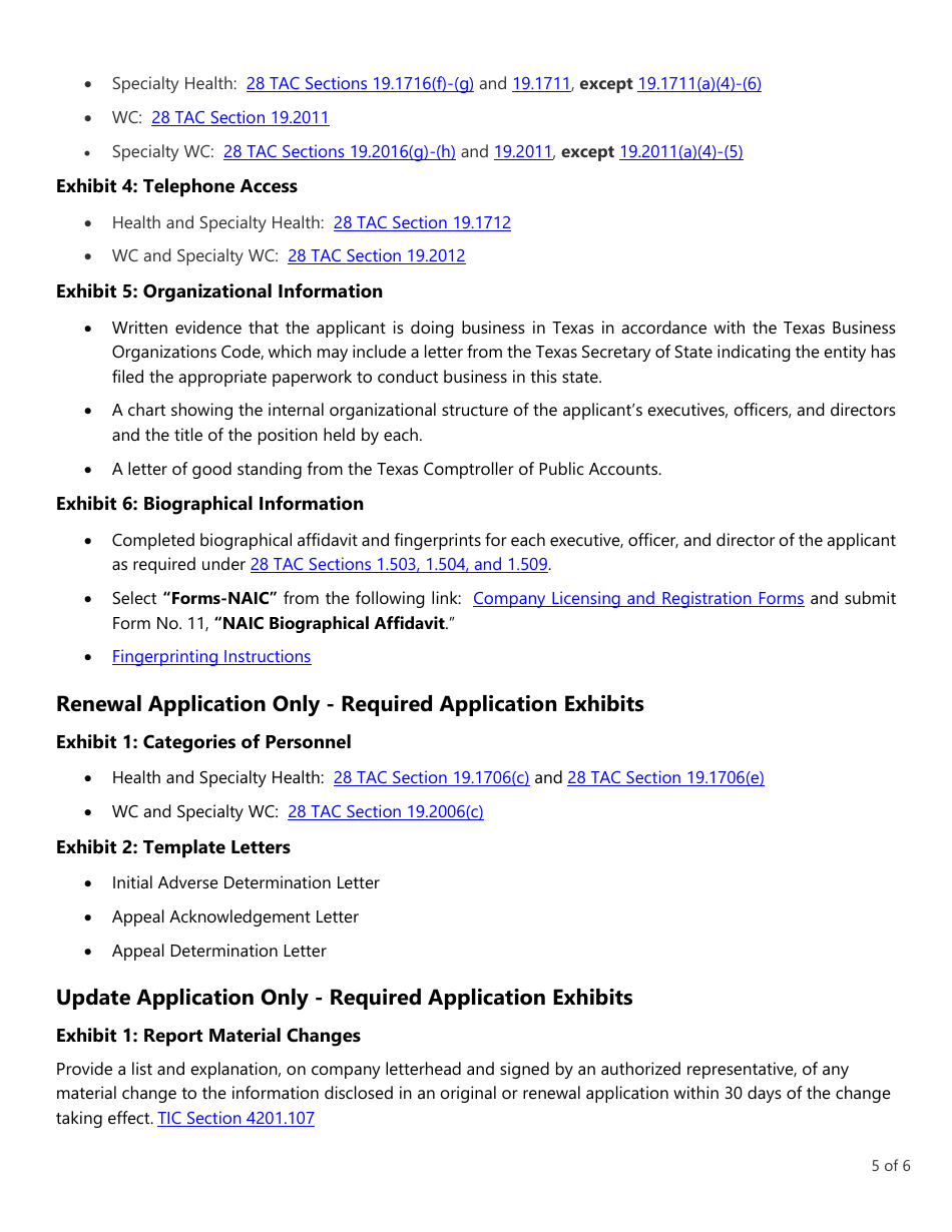 Form LHL005 Utilization Review Agent (Ura) Application - Texas, Page 5