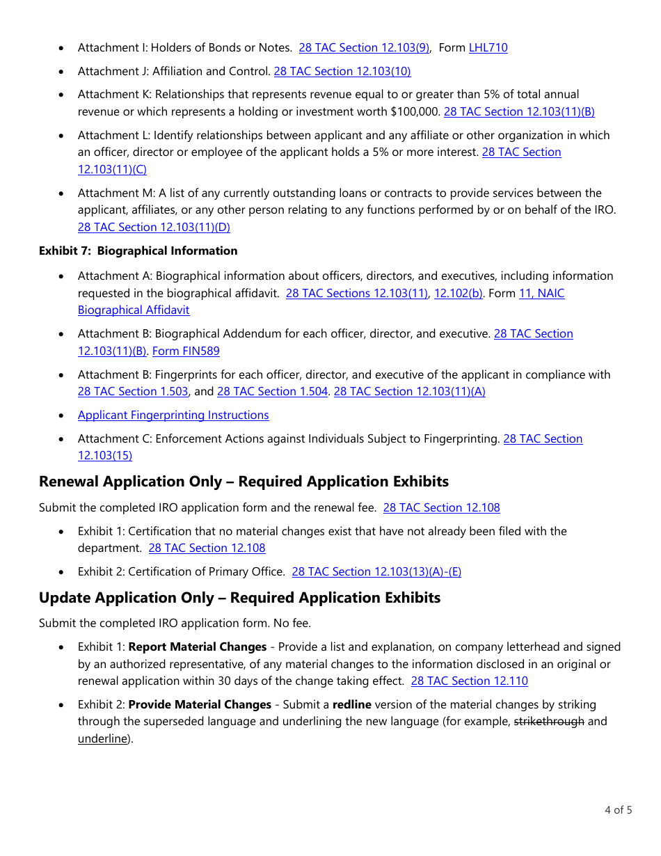 Form LHL006 Independent Review Organization (Iro) Application - Texas, Page 4