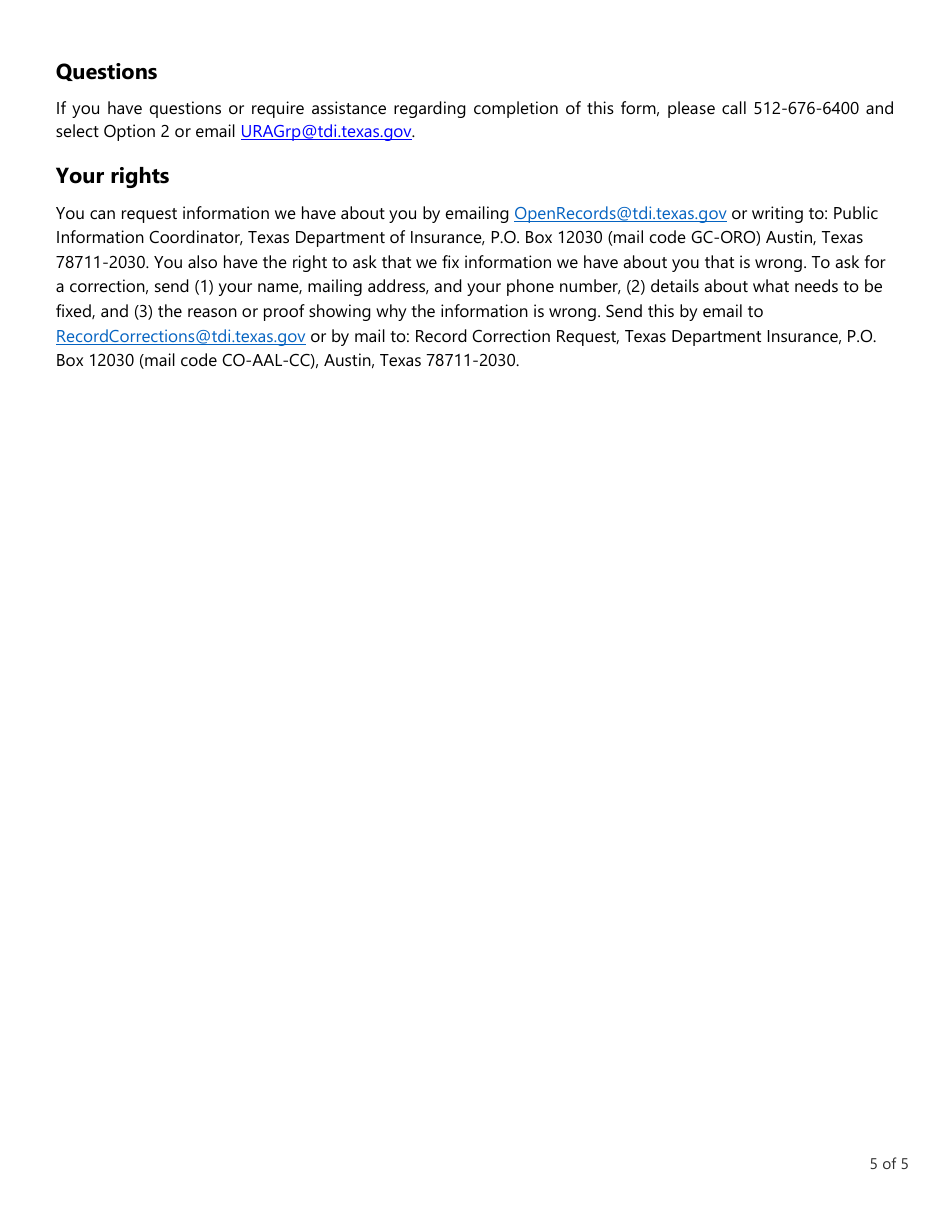 Form LHL006 Independent Review Organization (Iro) Application - Texas, Page 5