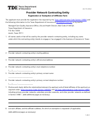 Form LHL715 Provider Network Contracting Entity Registration or Exemption of Affiliates Form - Texas