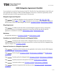 Form LHL719 HMO Delegation Agreement Checklist - Texas