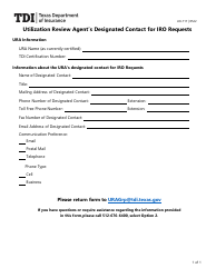 Document preview: Form LHL717 Utilization Review Agent's Designated Contact for Iro Requests - Texas
